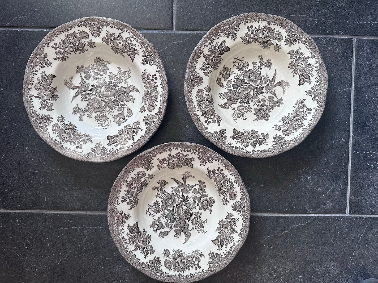 Enoch Wedgwood Asiatic Pheasants diepe borden (3 stuks), Ophalen of Verzenden