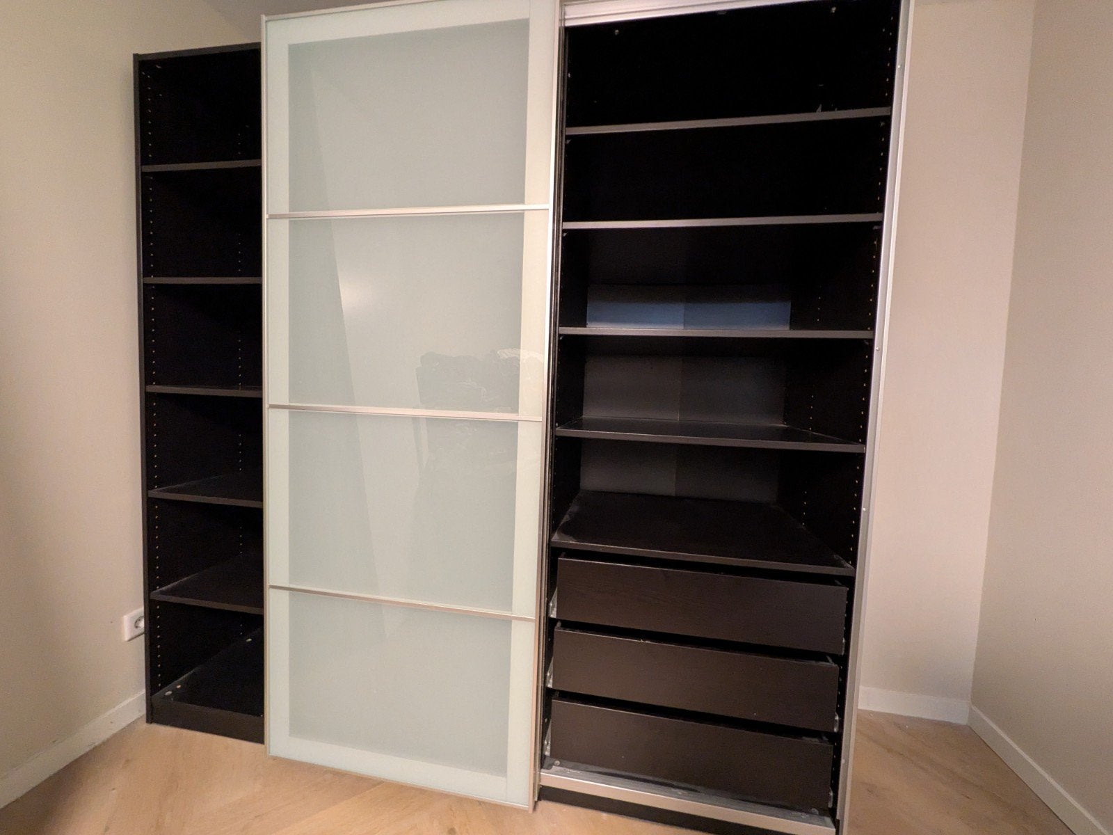 IKEA PAX kast 201x200, Schuifdeuren, Planken & 6 grote lades, Ophalen, Gebruikt, Modern, functioneel, 200 cm of meer