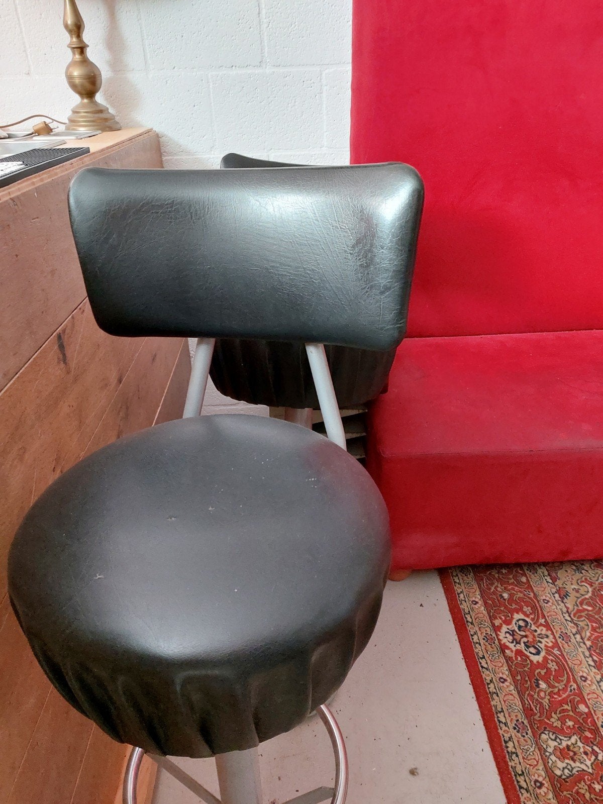 Vintage retro barkrukken van leer - stevig en robuust, Ophalen
