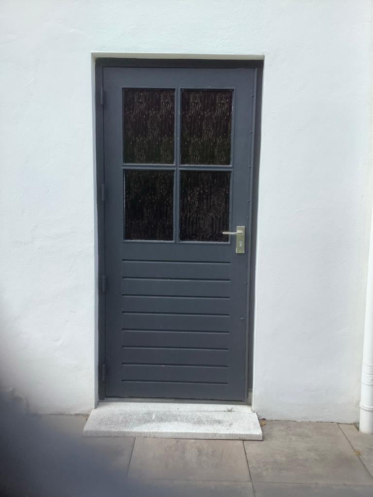 Massieve hardhouten buitendeur 88x 201 cm, Ophalen, Gebruikt, 80 tot 100 cm, Buitendeur