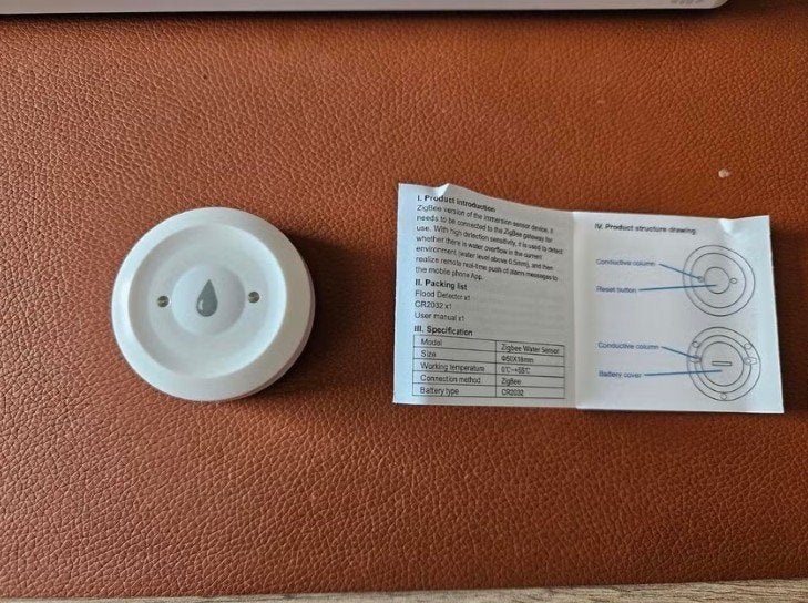 ZigBee Waterlekmelder voor Home Assistant/Zigbee2mqtt, Ophalen of Verzenden, Zo goed als nieuw