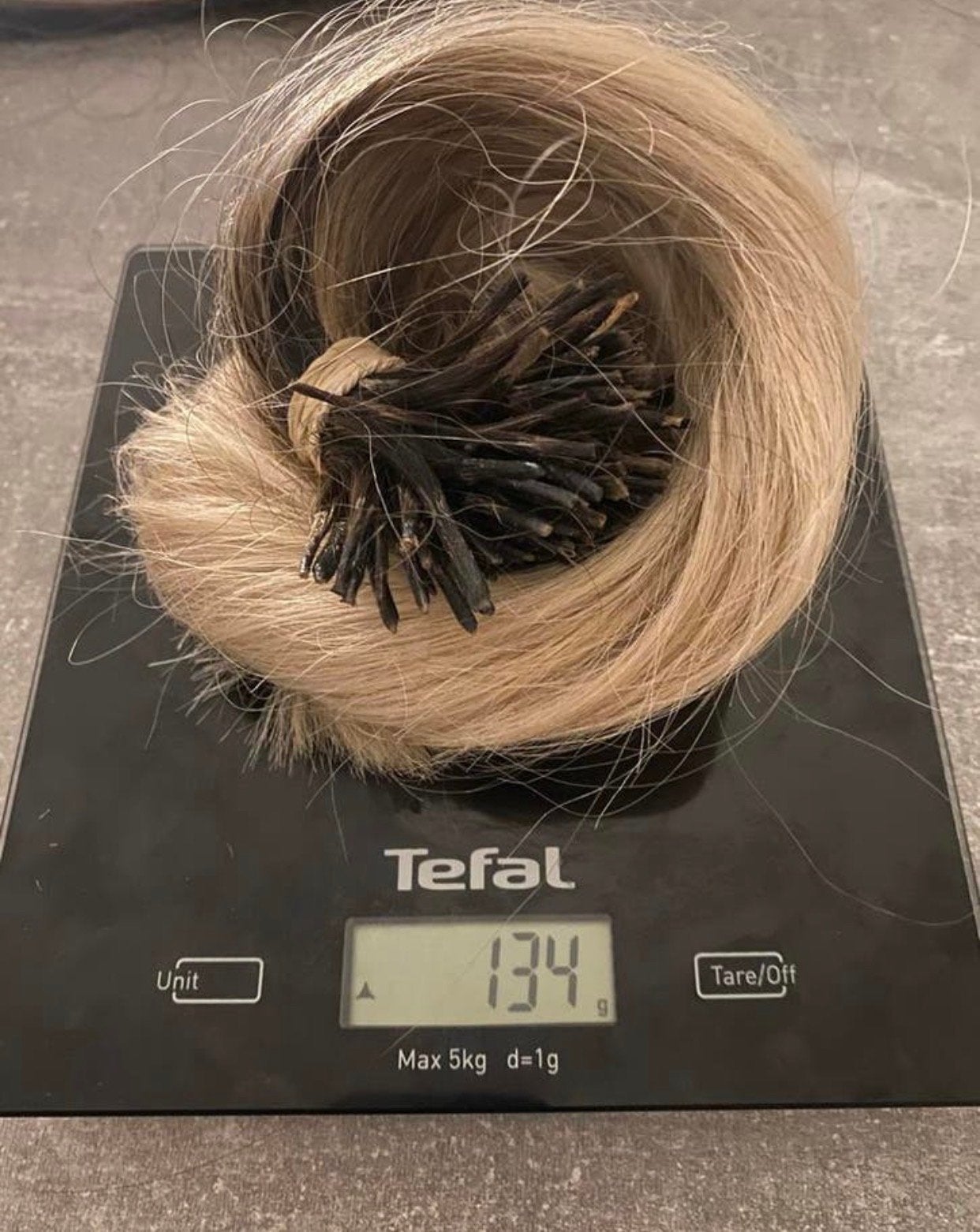 Blonde Haarverlenging met aanzet - 134g Echt Haar 50 cm, Ophalen, Gebruikt, Pruik of Haarverlenging