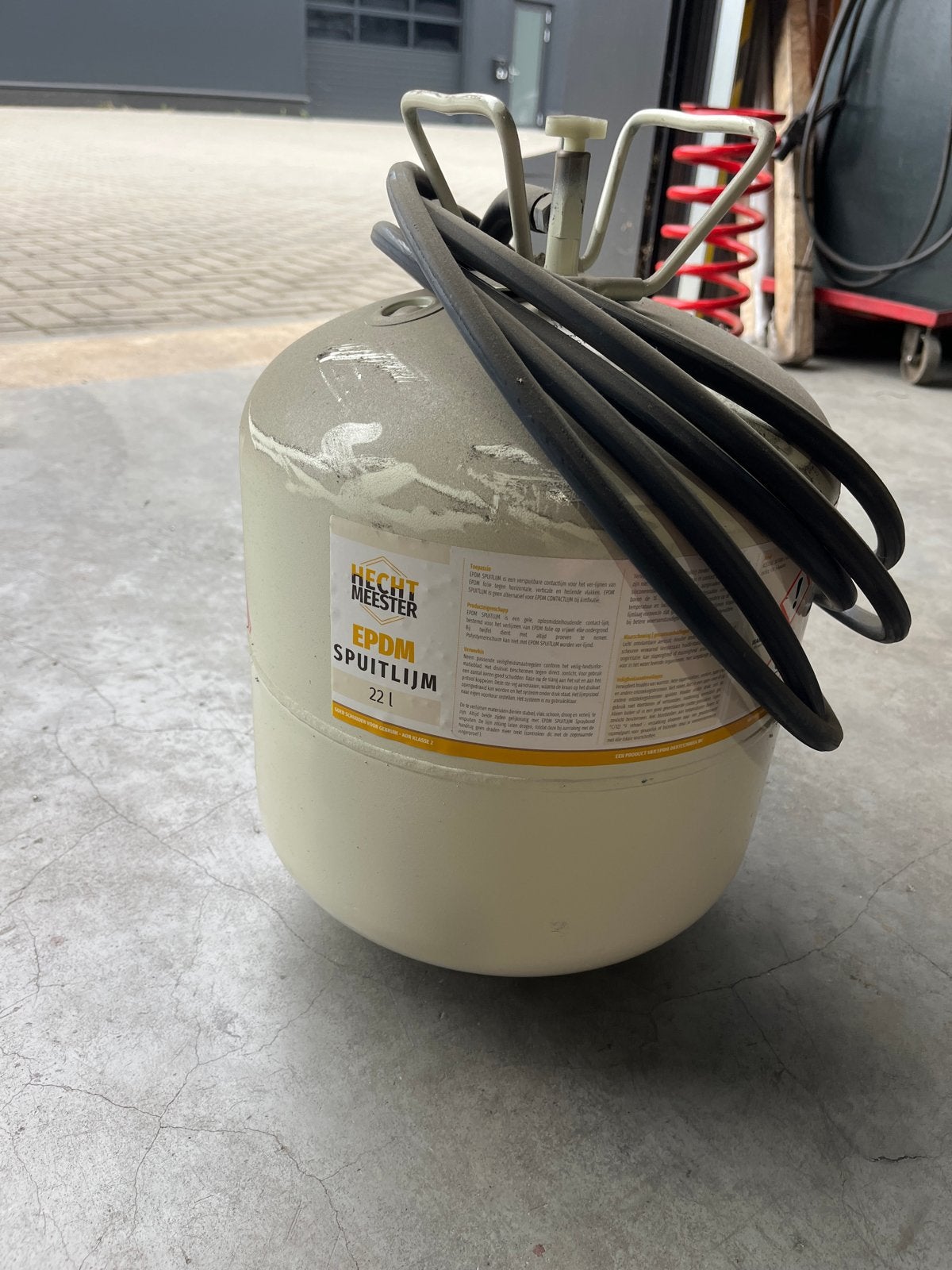 Hecht & Meester EPDM Spuitlijm 22L met spuitpistool, Ophalen of Verzenden, Gebruikt, Verfspuit of Verfpomp