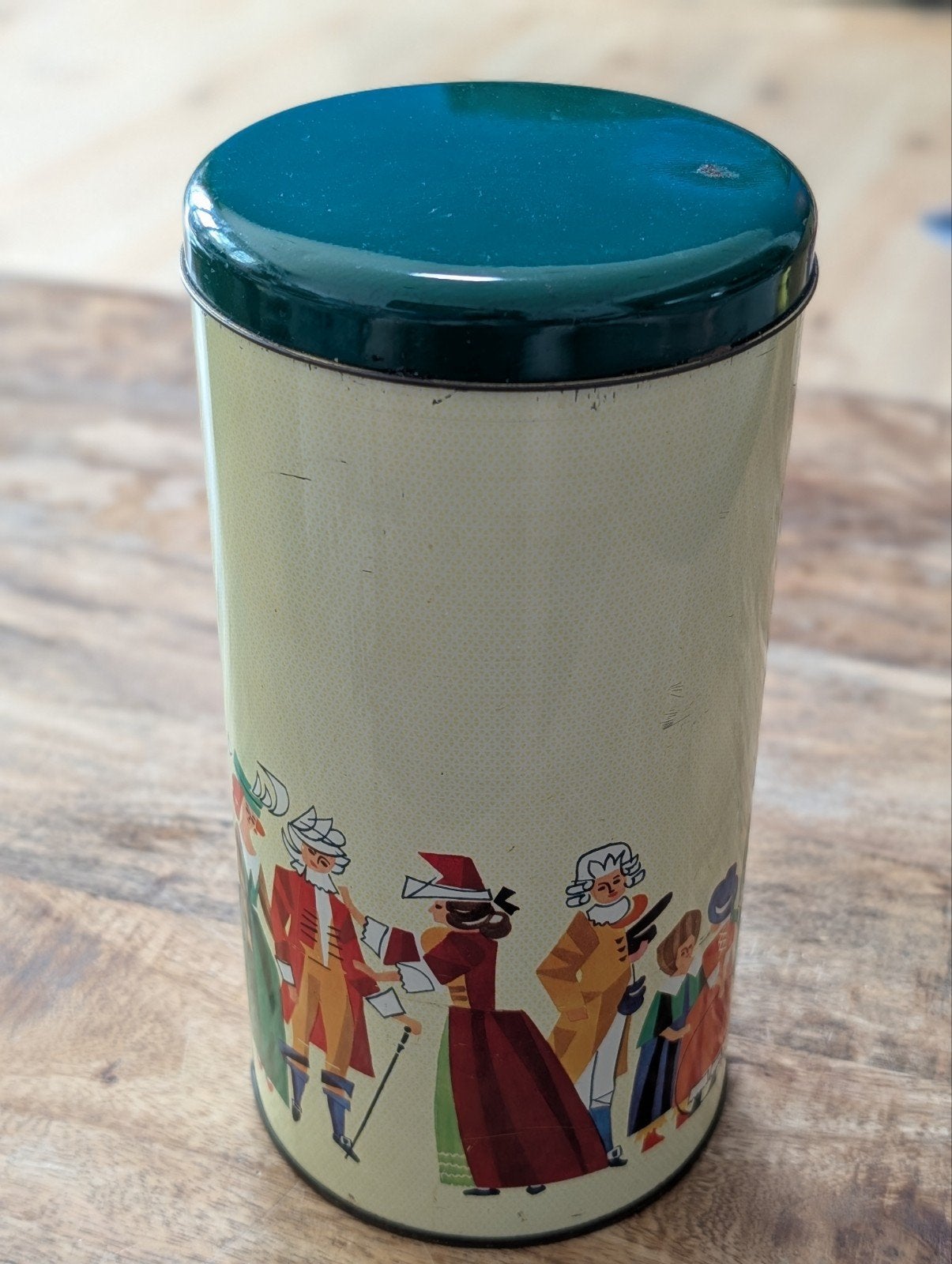 Vintage Hille beschuitbus groen deksel Pruikentijd, Ophalen of Verzenden, Gebruikt, Overige