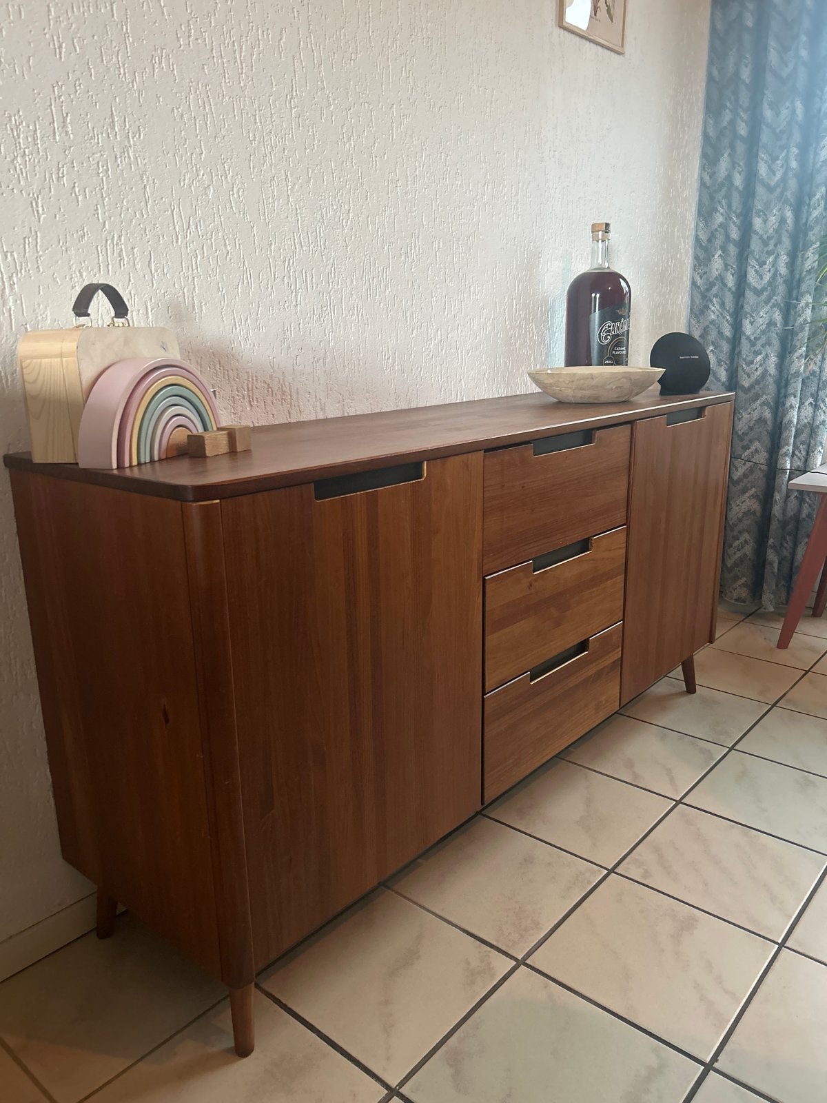 Stijlvol dressoir met lades en deuren - hout, Ophalen, Gebruikt, 150 tot 200 cm, Teakhout