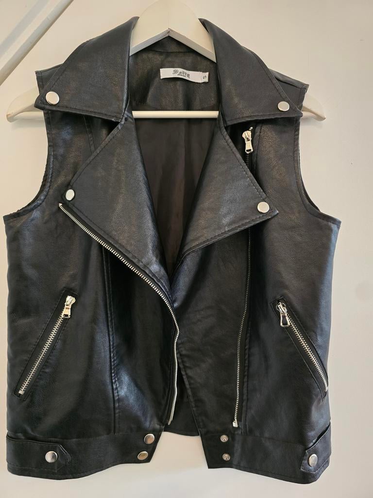 Zwarte leren biker gilet - Maat S, Sniffy Collection, Zwart, Nieuw, Ophalen of Verzenden
