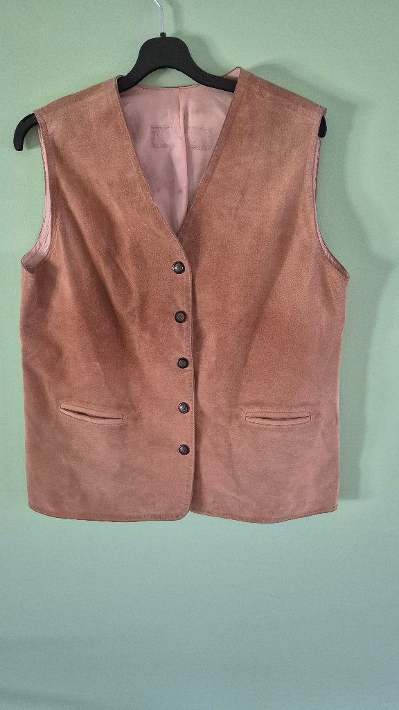 Suede dames Gillet, Kleding | Dames, Bodywarmers, Zo goed als nieuw, Maat 38/40 (M), Bruin, Ophalen of Verzenden