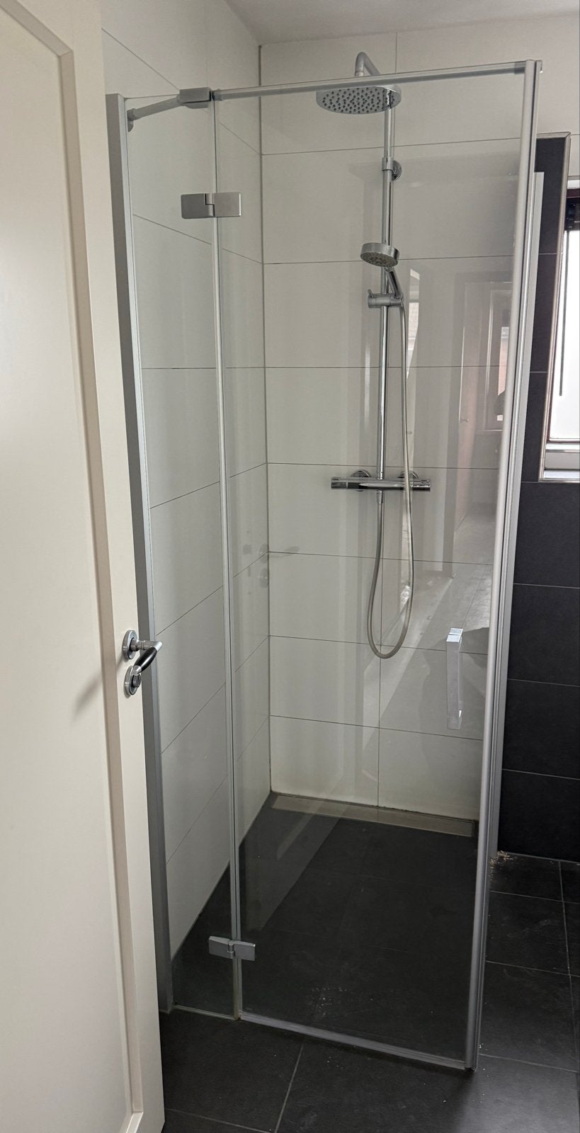 Douchecabine 86x79 cm met glazen wand en regendouche, Huis en Inrichting, Ophalen, Gebruikt, Met douche