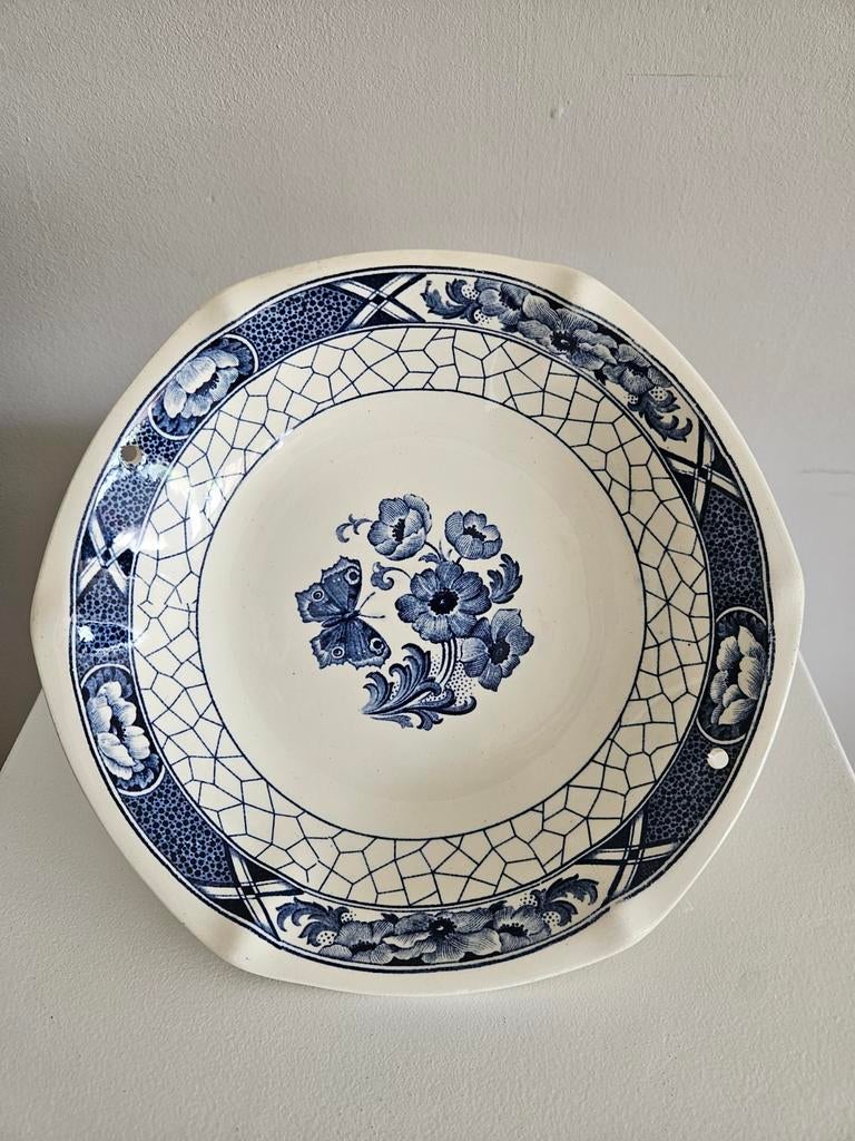 Vintage Maastricht schaaltje “Butterfly” – 21 cm blauw/wit, Ophalen of Verzenden
