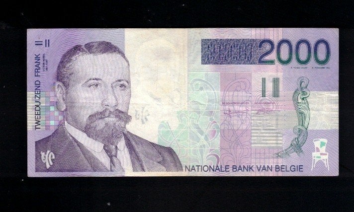 Bankbiljet België 2000 Frank  -  Victor Horta  -  1, Postzegels en Munten, Ophalen of Verzenden, Los biljet