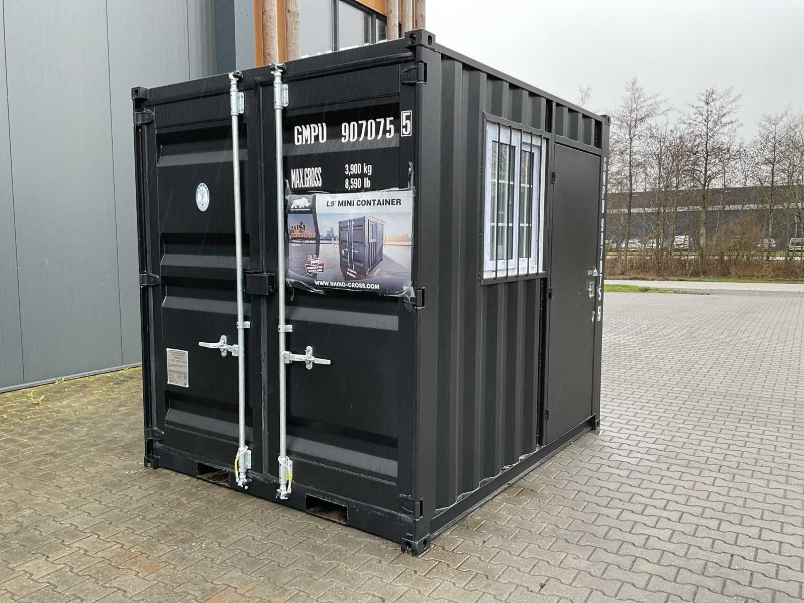 Rhino-Cross-Containers 9ft Mini container met deur en raam