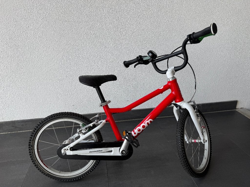 Woom 3 kinderfiets rood - 16 inch, Fietsen en Brommers, Ophalen, Gebruikt, Velgrem, Minder dan 16 inch