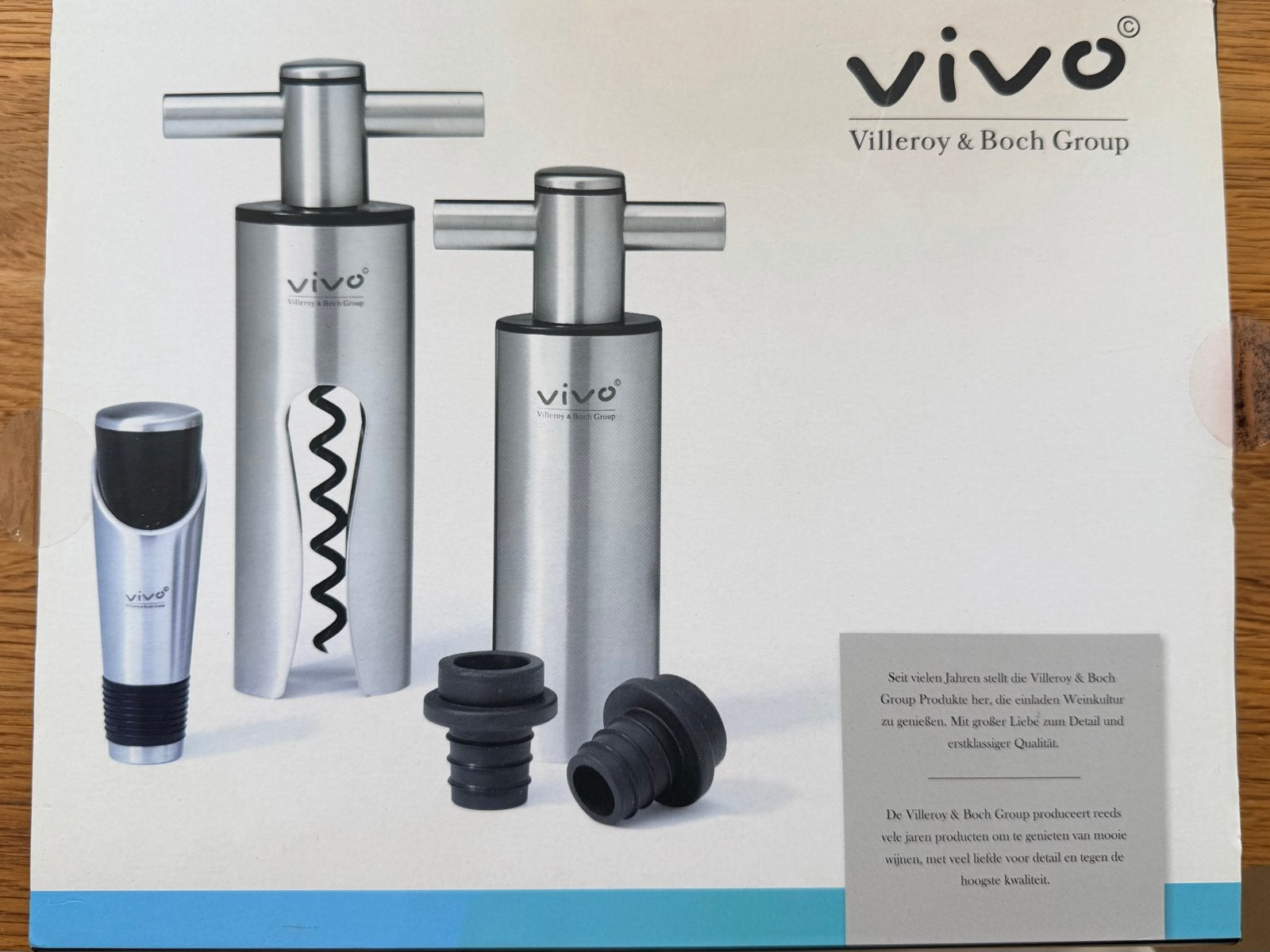 Nieuwe Vivo Villeroy & Boch wijnset - kurkentrekker, schenke, Ophalen, Metaal, Overige merken, Nieuw