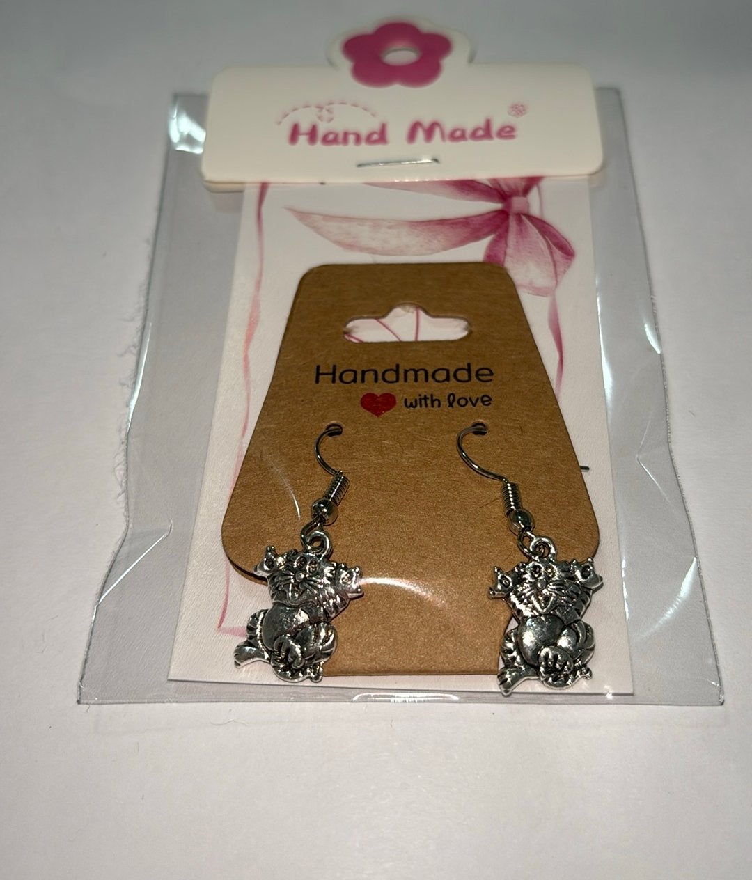 Oorbellen kat zilver, Overige materialen, Hangers, Nieuw, Ophalen of Verzenden