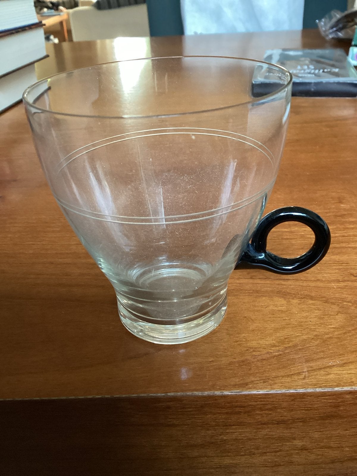 Copier glas Bowlset Leerdam met zwart oor - 8,5 cm hoog, Ophalen of Verzenden