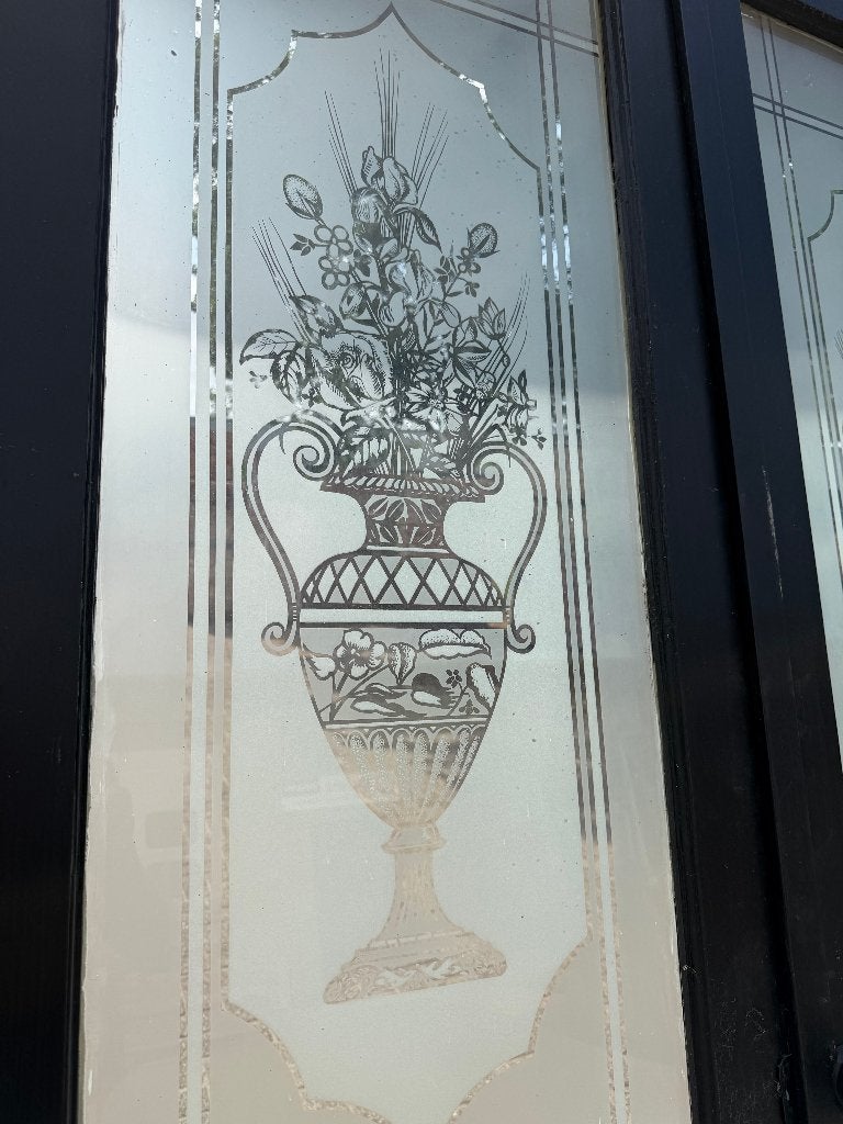 Set openslaande deuren met geëts glas 221x133cm., Ophalen
