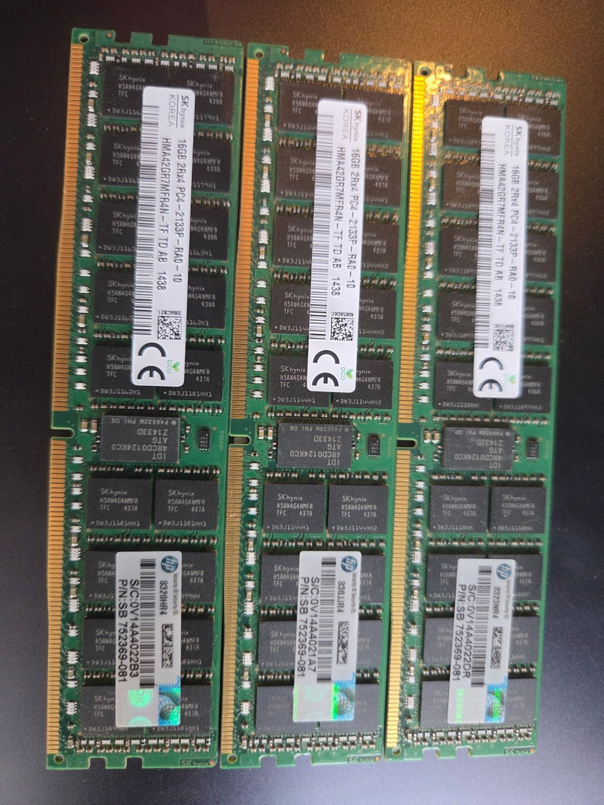 3x 16GB DDR4 ECC RDIMM 2133MHz HP/SK hynix – 48GB server RAM, 2133MHz, Gebruikt, 32 GB, Server