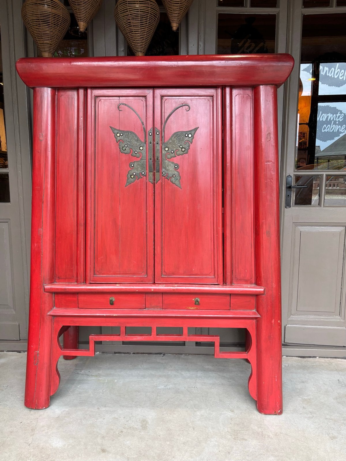 Originele Chinese Bruidskast Vlinderkast Rood, Ophalen of Verzenden