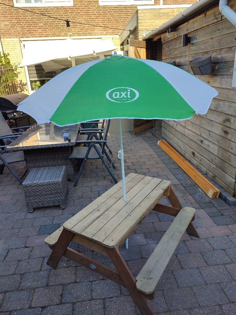 Picknicktafel kinderen incl parasol, Gebruikt, Rechthoekig, Hout, Ophalen