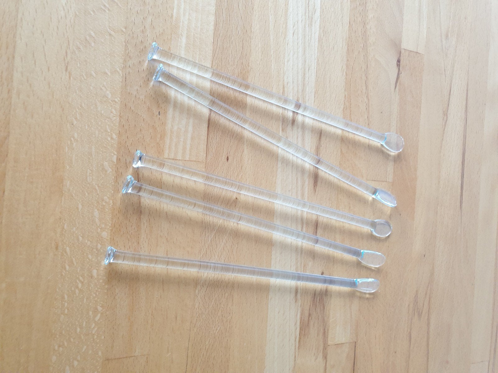 5 Glazen roerstaafjes voor thee of cocktails, Ophalen, Gebruikt, Overige materialen