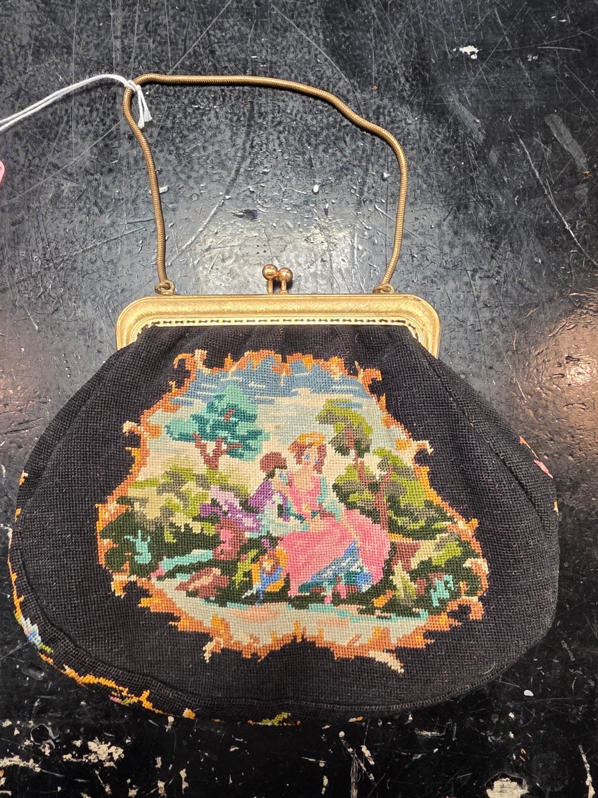 Vintage handtasje jaren '20 / '30 met borduurwerk, Antiek en Kunst, Ophalen of Verzenden