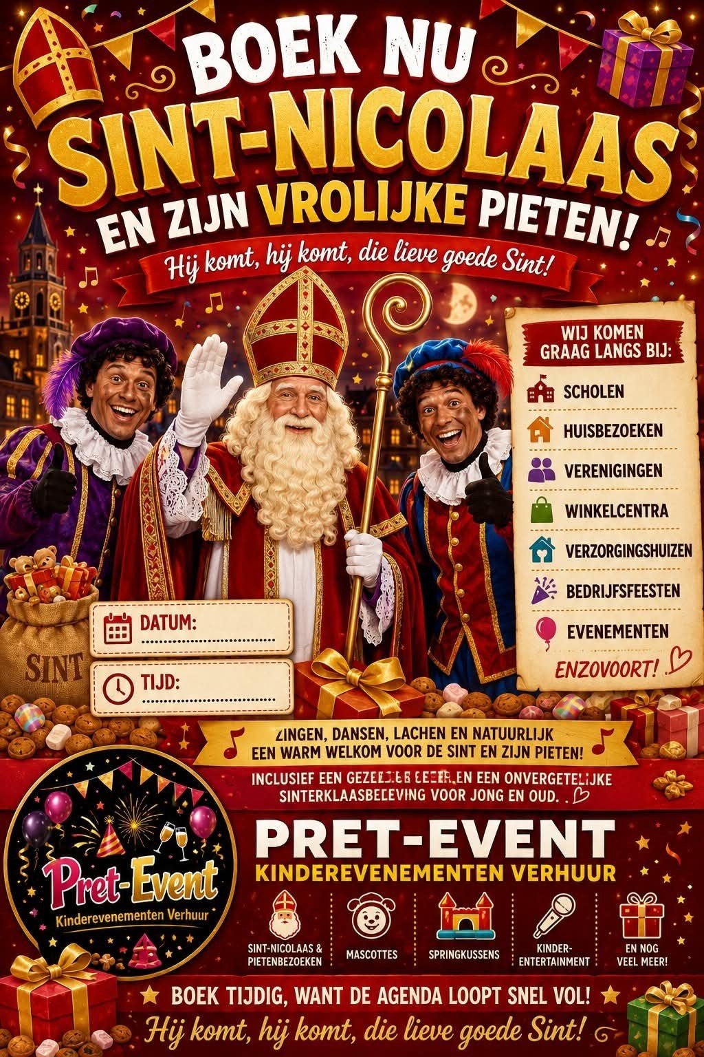 sinterklaas met 2 pieten huisbezoek, Diversen, Sinterklaas, Ophalen, Nieuw
