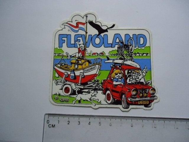 sticker oud Flevoland strip retro almere lelystad watersport, Verzenden, Zo goed als nieuw, Bedrijf of Vereniging