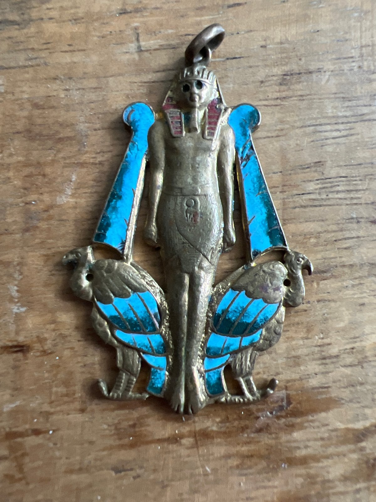 Vintage Egyptische Farao Hanger met Blauw Emaille, Sieraden, Tassen en Uiterlijk, Overige materialen, Gebruikt, Overige voorstellingen