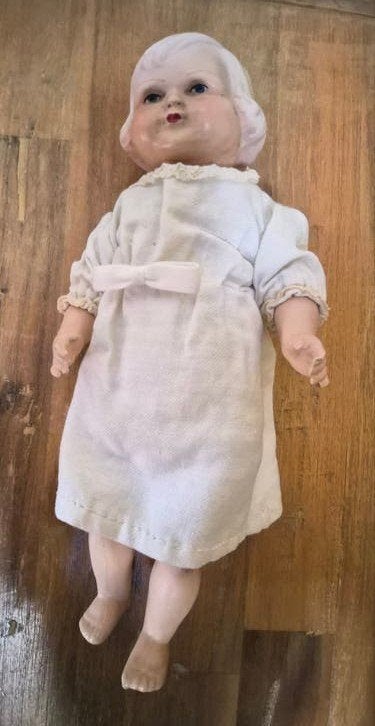 Antieke brocante babypop - jaren '30 - 30 cm, Ophalen of Verzenden, Gebruikt, Pop