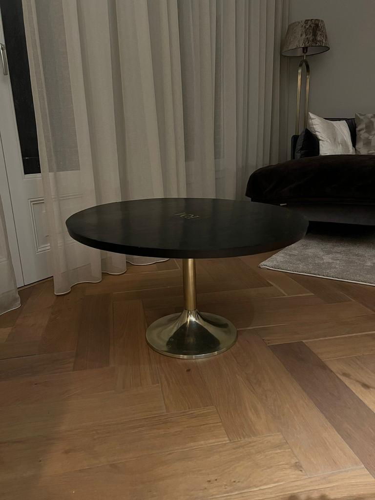 Stijlvolle ronde salontafel met gouden voet - riviera maison, Ophalen, Gebruikt, Rond, 50 tot 100 cm