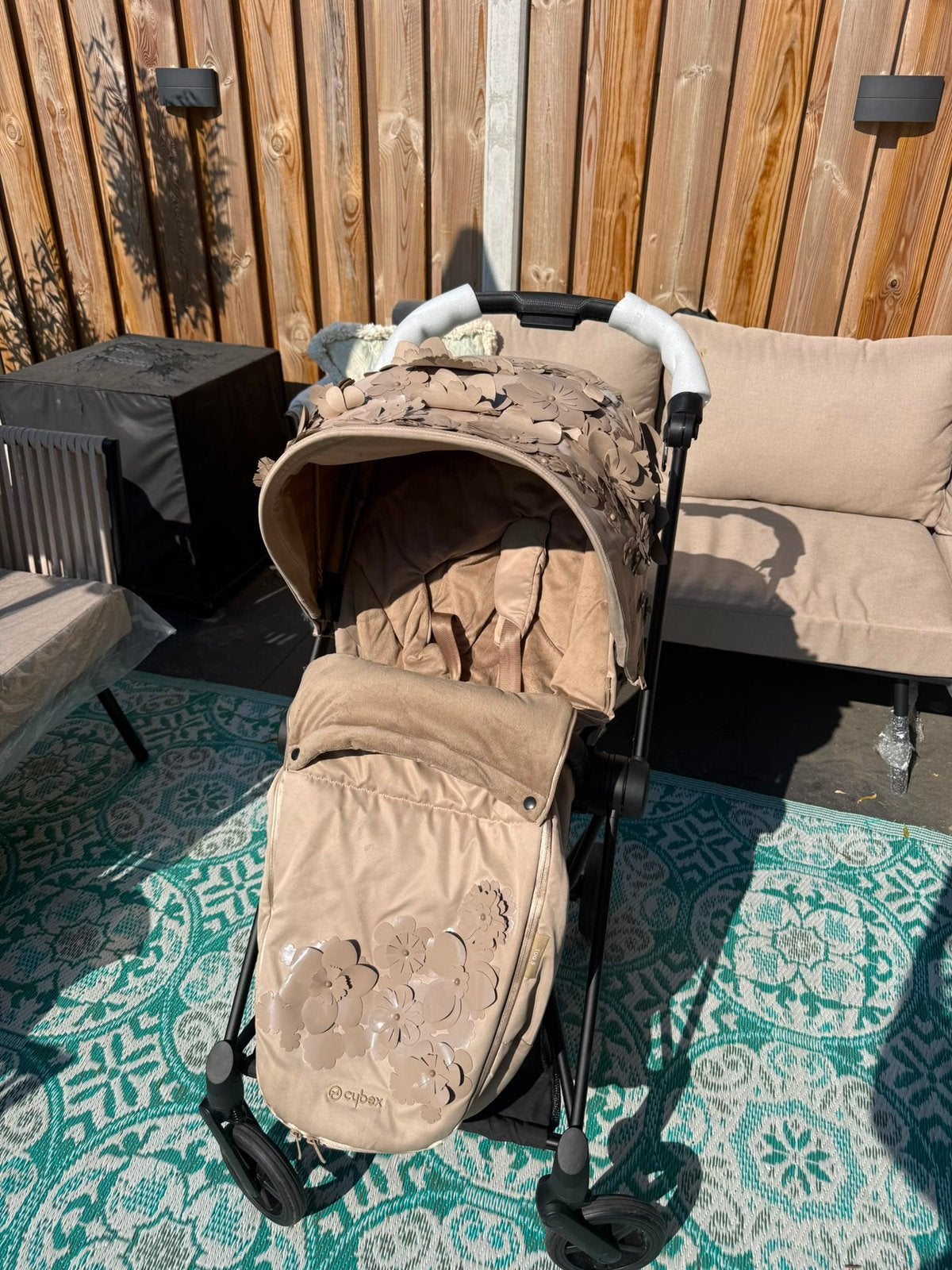 Cybex buggy / kinderwagen  mios simply flower beige, Ophalen of Verzenden, Zo goed als nieuw, Voetenzak