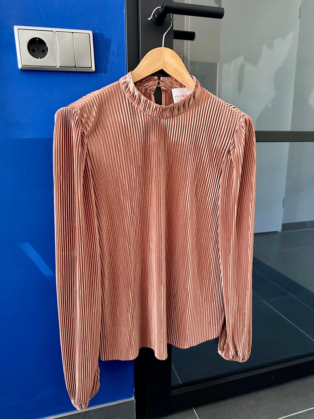 Studio Amaya Sienna glanzende Powder Pink plissé blouse, Kleding | Dames, Overige typen, Maat 46/48 (XL) of groter, Nieuw, Ophalen of Verzenden