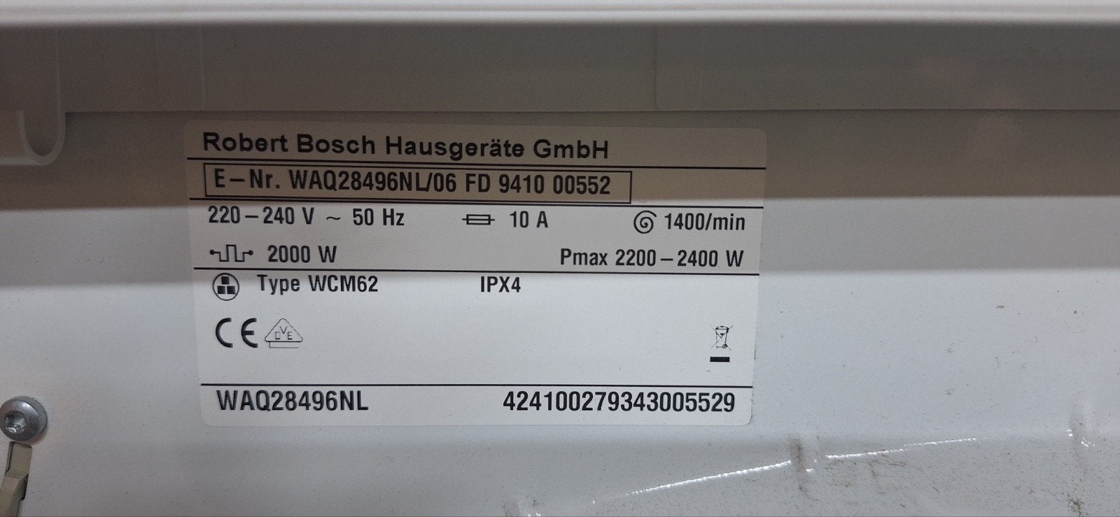 Bosch Serie 6 VarioPerfect Wasmachine  onderdelen, Ophalen, Gebruikt, Wolwasprogramma, Voorlader