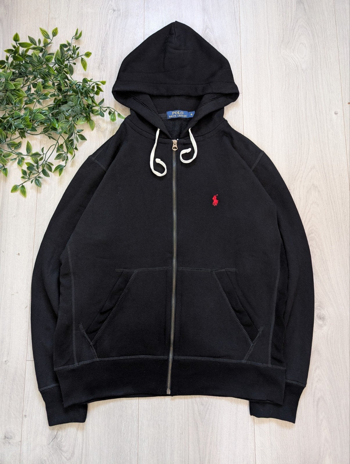 Vintage Polo Ralph Lauren Zip Hoodie Zwart - Maat S, Zwart, Ophalen of Verzenden, Maat 46 (S) of kleiner, Polo Ralph Lauren