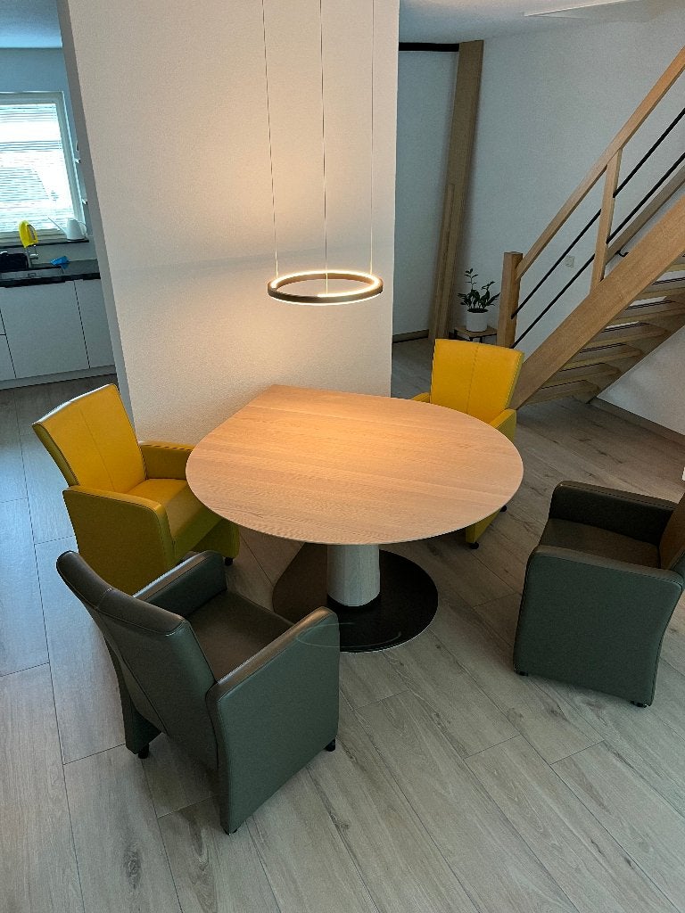 Design Eetkamertafel + Hanglamp + Stoelen, Ophalen, Zo goed als nieuw, Modern, 4 tot 6 stoelen