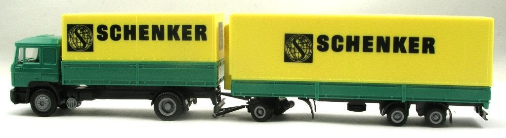 Herpa MAN F90 Schenker huif volume aanhanger., Hobby en Vrije tijd, Ophalen of Verzenden, Zo goed als nieuw, Bus of Vrachtwagen