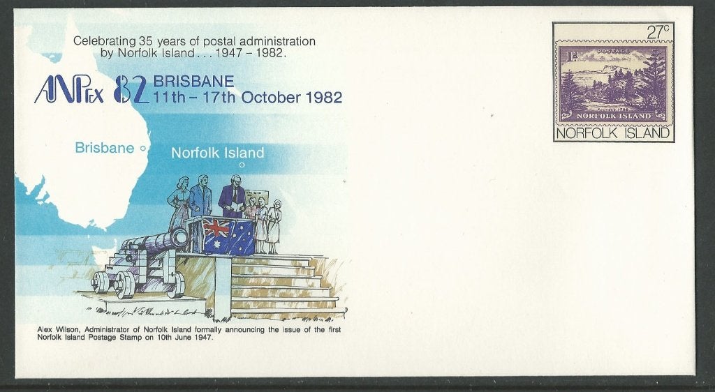 NORFOLK 1982 27c. “Anpex’82” Pre-stamped Envelope, S.S. = EN, Postzegels en Munten, Verzenden, Postfris