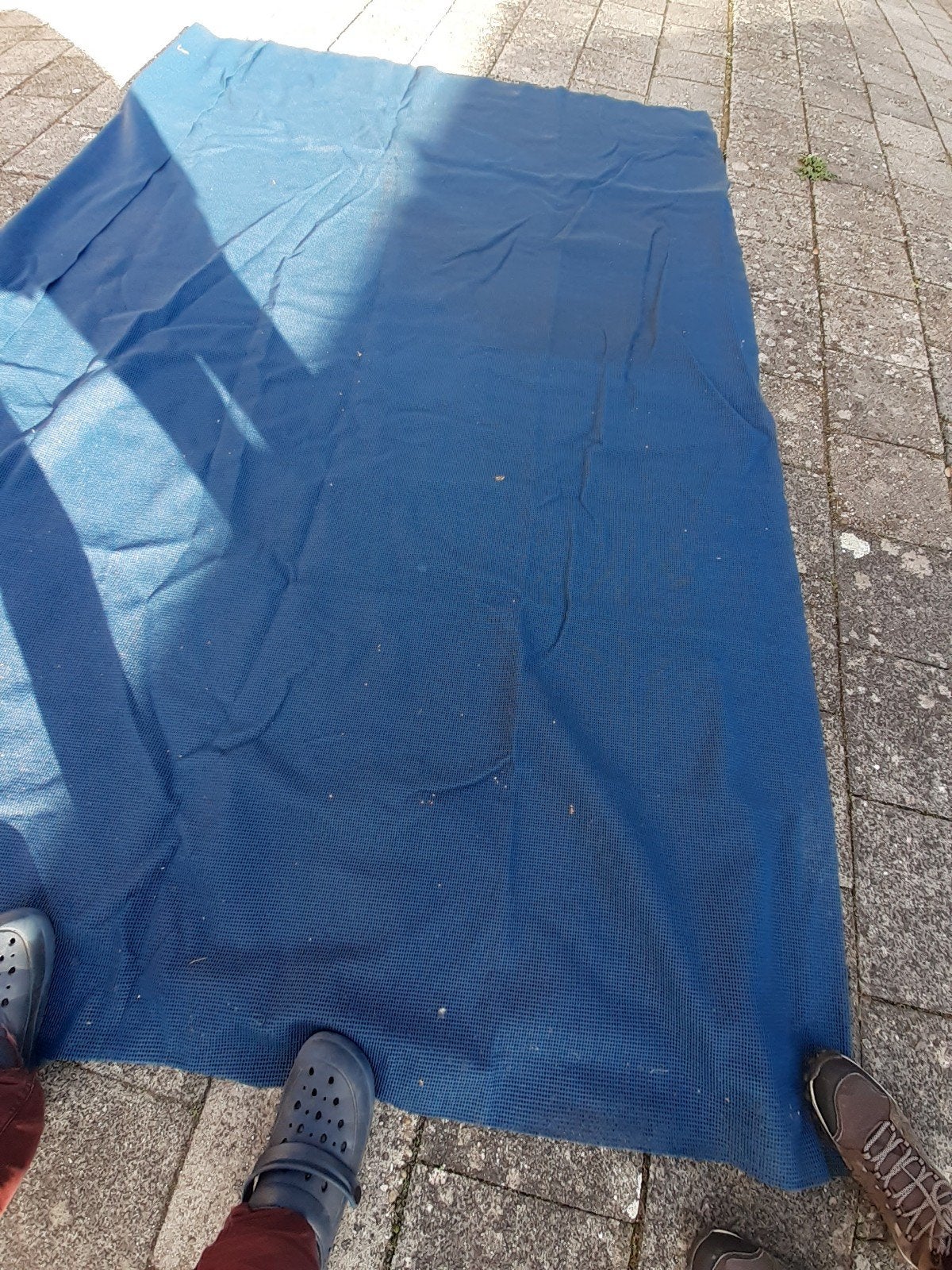 Blauw grondzeil 225 x 3 meter, Ophalen of Verzenden, Gebruikt