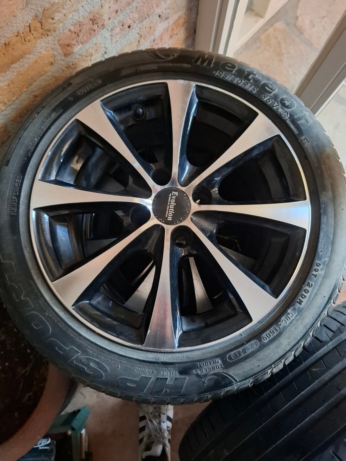 Set van 4 Evolution velgen met Vredestein banden 195/50R15, Ophalen, Gebruikt
