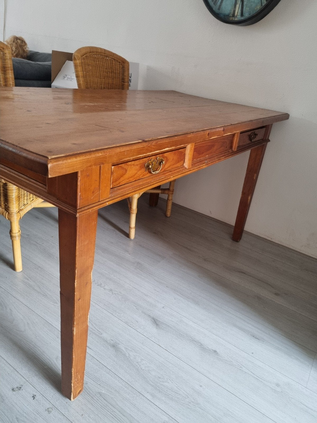Grenen eettafel, Ophalen, Gebruikt, 50 tot 100 cm, 150 tot 200 cm