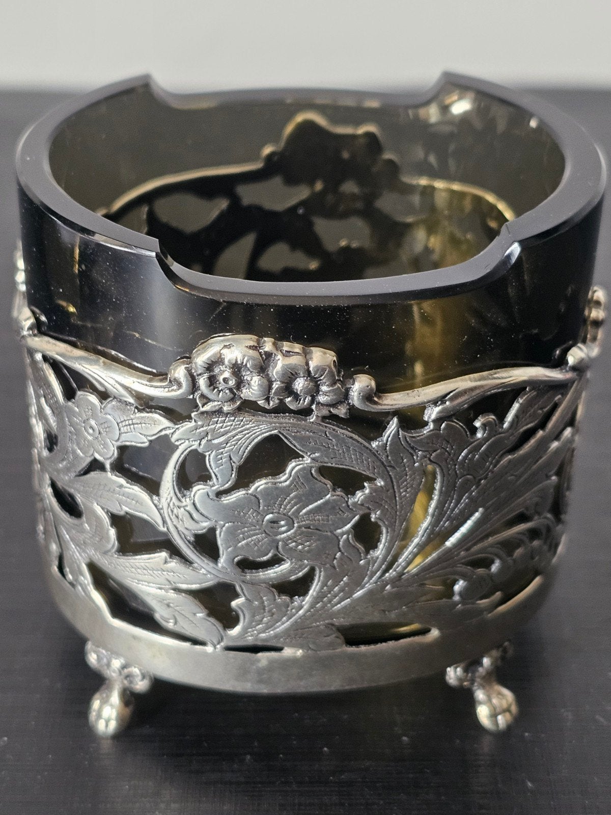 Antieke Zilveren lepelvaasje  met Glas, Antiek en Kunst, Antiek | Goud en Zilver, Ophalen of Verzenden, Zilver