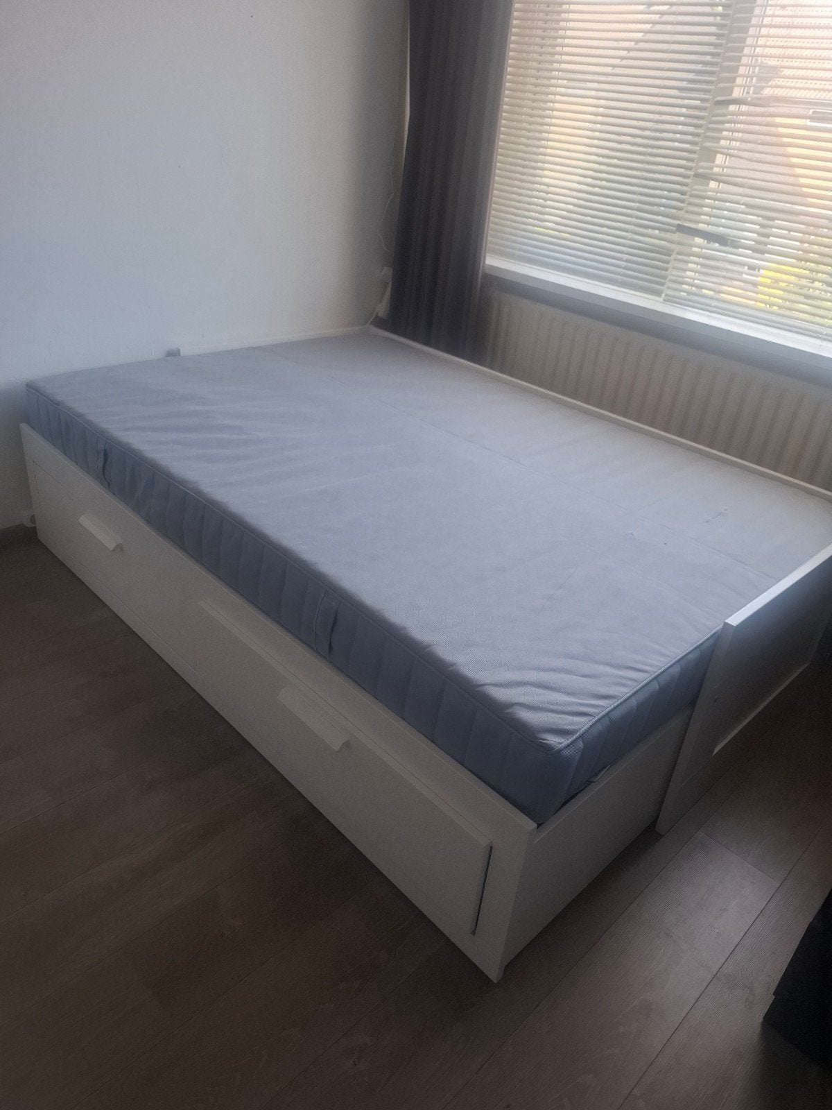 Ikea, uitschuifbed met opberglades - Wit, Ophalen, Gebruikt, Eenpersoons, Wit