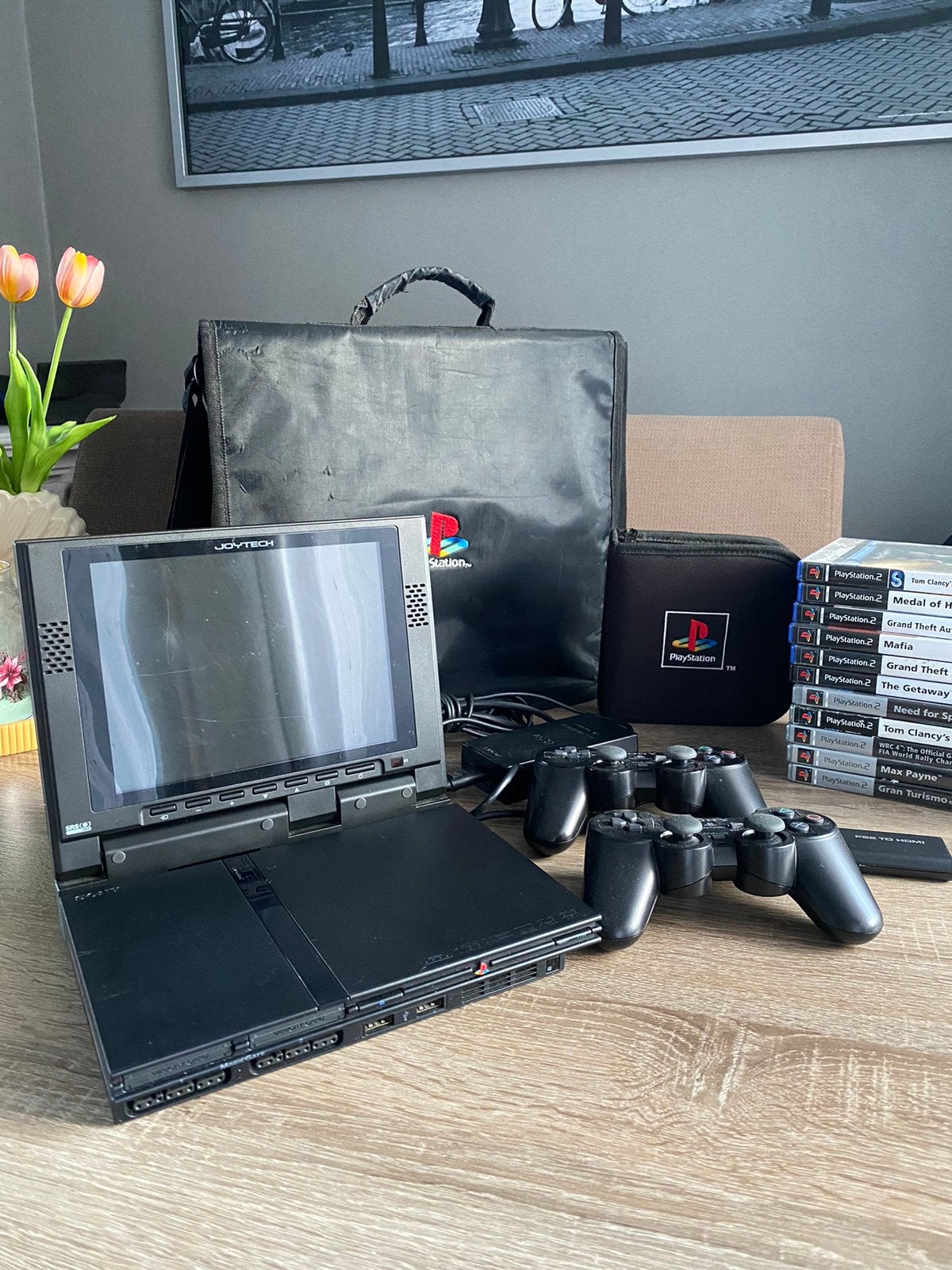 Zeldzame Joytech 8” PS2 LCD Monitor + Complete PS2 Set, Ophalen of Verzenden, Zo goed als nieuw