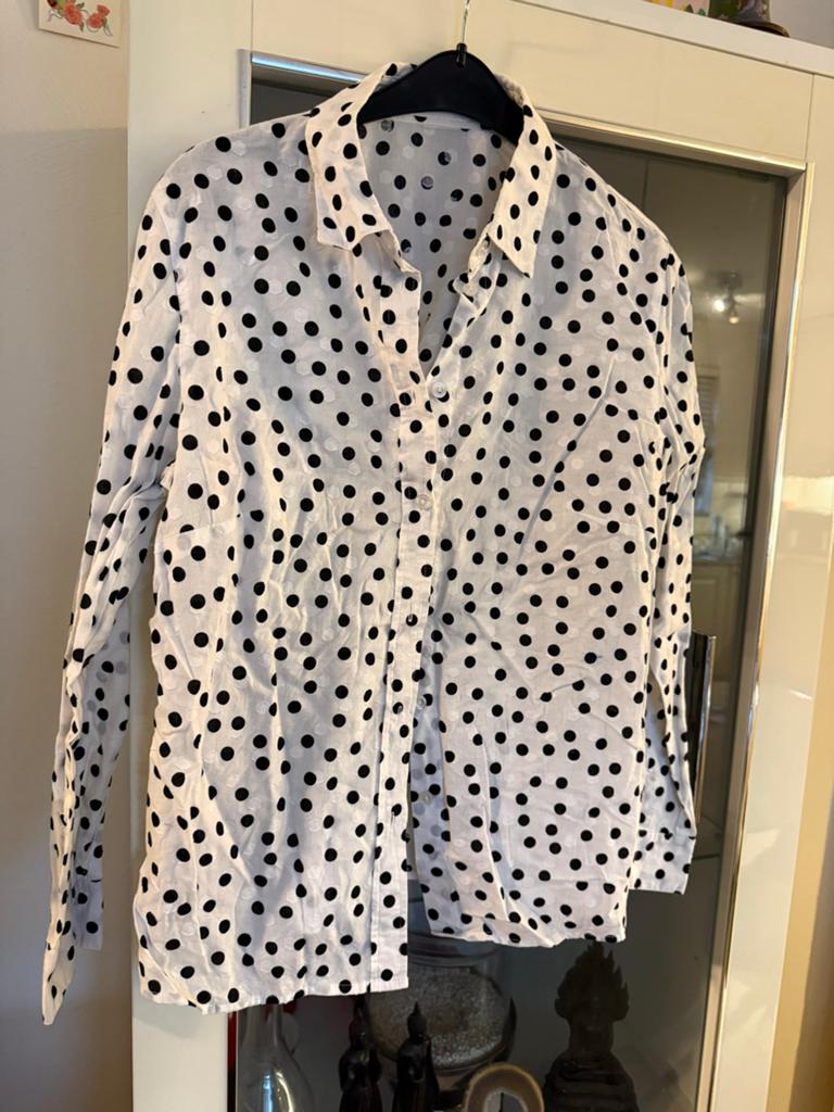 Peter Hahn Blouse met stippen - Wit/Zwart maat 40, Kleding | Dames, Blouses en Tunieken, Zo goed als nieuw, Maat 38/40 (M), Wit