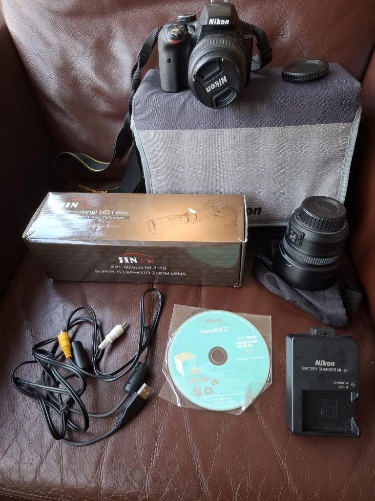 Nikon D3300 + 3 lenzen statief en accessoires, Spiegelreflex, Ophalen of Verzenden, Zo goed als nieuw, Nikon