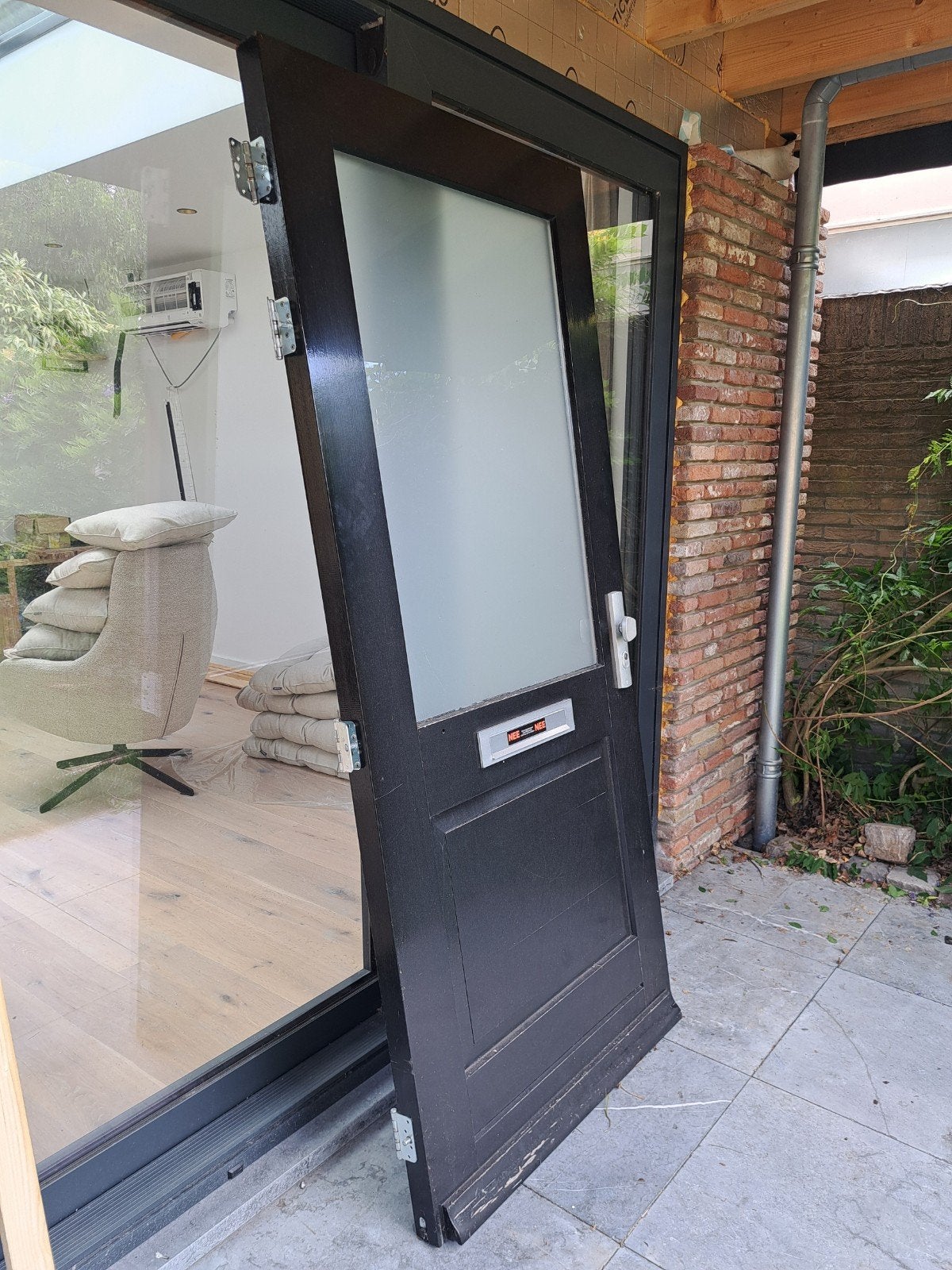 Voordeur met kozijn, Ophalen, Glas, Buitendeur, 200 tot 215 cm