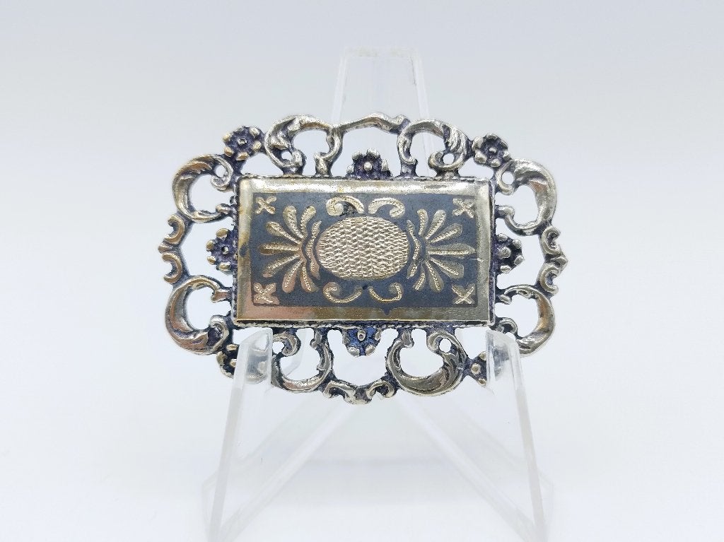 Vintage zilveren broche met nielo inleg, ca. 1930, 925