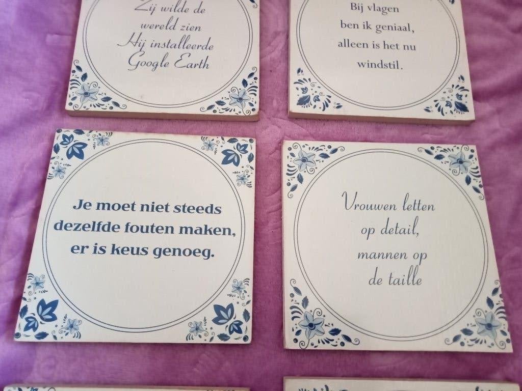 6 X SPREUKEN TEGEL SPREUKENBORD, Tekstbord, Ophalen, Gebruikt