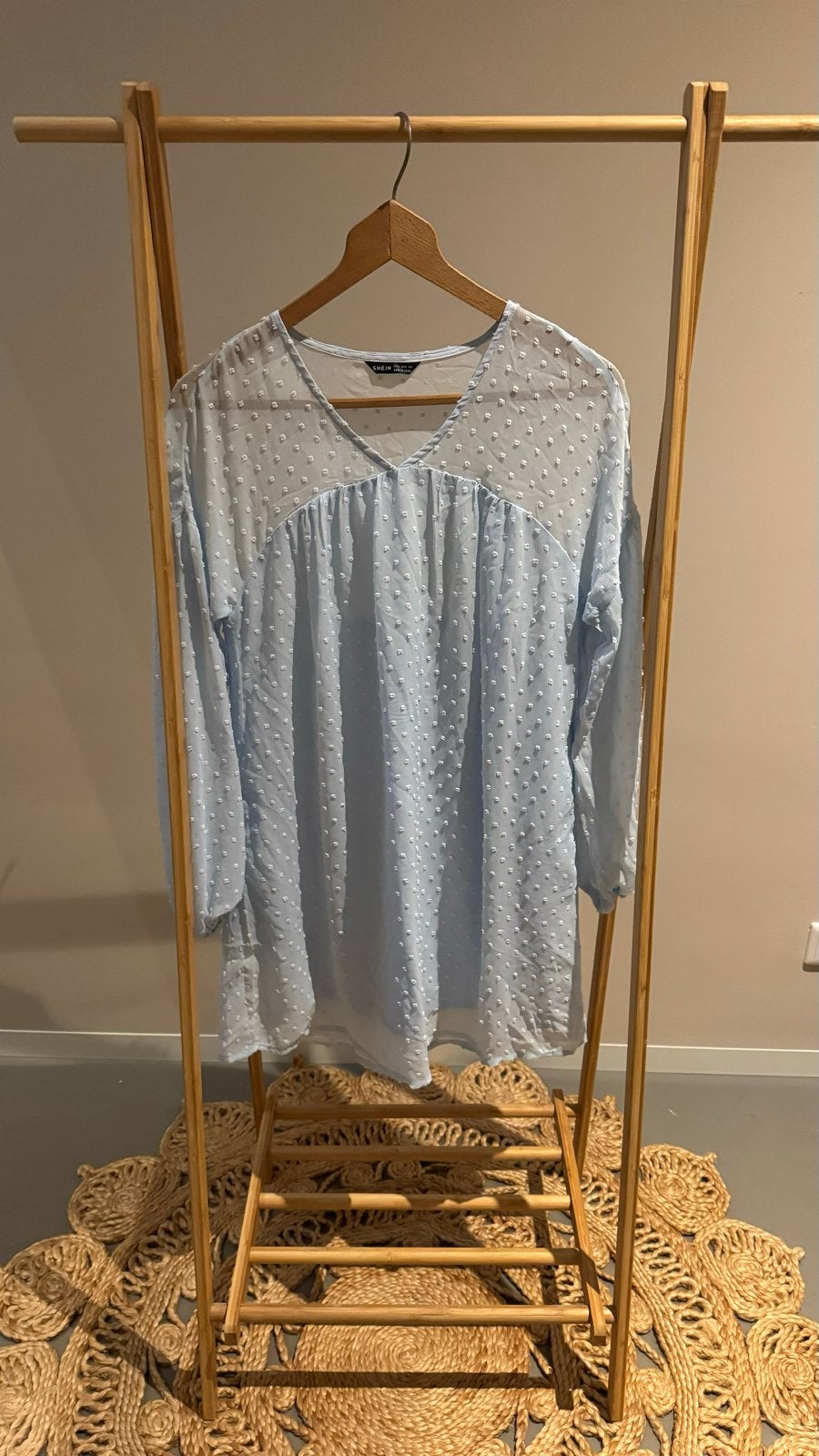 Lichtblauw Shein jurkje met Stipjes - Maat S, Blauw, Ophalen of Verzenden, Zo goed als nieuw, Maat 36 (S)