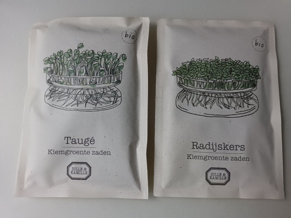 Biologische kiemgroente zaden taugé radijskers dille kamille, Ophalen of Verzenden, Zaad